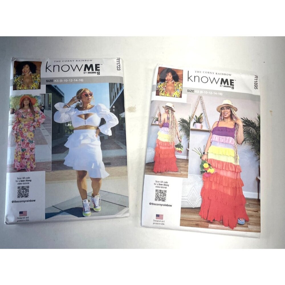 Know Me Sewing Patterns By Mimi G R11895‎ & R11723 Misses Dresses Size 8-16